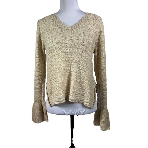 𝅺knox Rose Cream Ivory Sweater V Neck Flared Cuffs size XS - Picture 1 of 9